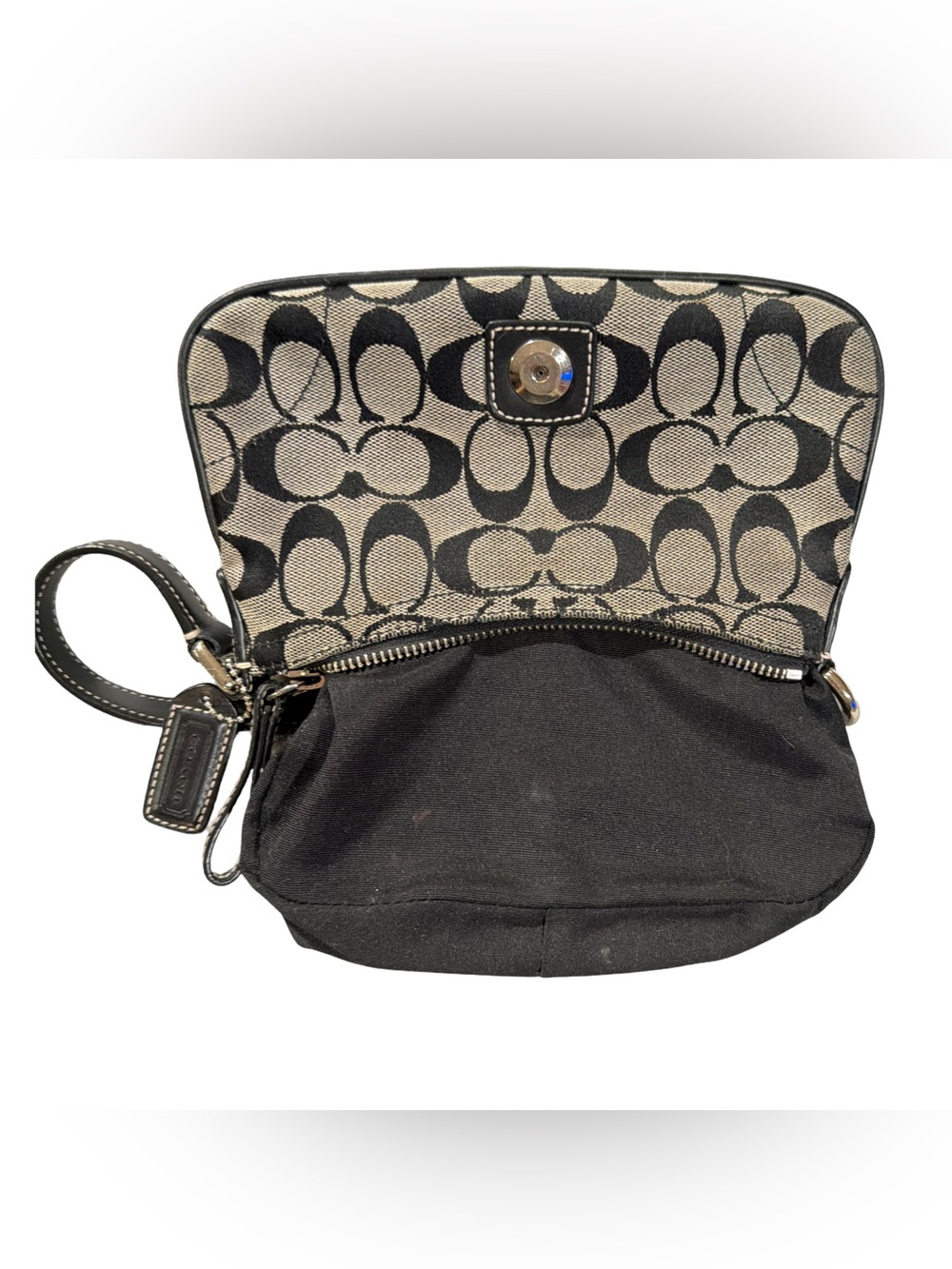 Coach โข Vintage Mini Demi Soho Shoulder Bag Monogram Black/Gray Canvas No 6362 - Picture 11 of 14